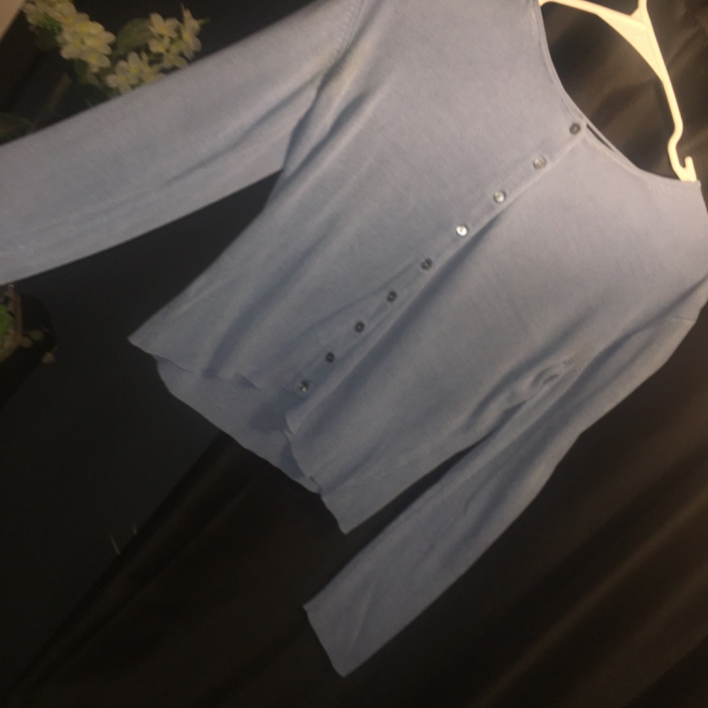 Ann Taylor 100% Silk Size small Button up top Blue